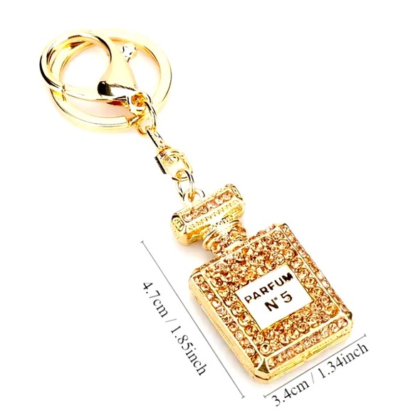 Diamond-Set Perfume Bottle Keychain - Picture 3 of 4